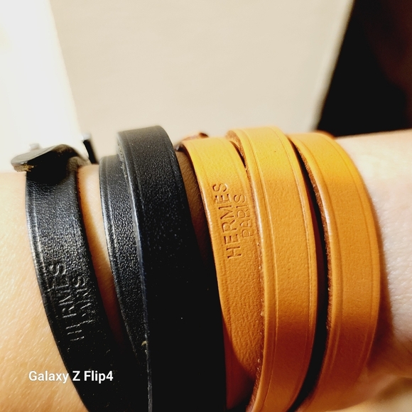 Hermes Natural Leather Palladium Quadruple Tour Bracelet - Picture 12 of 15